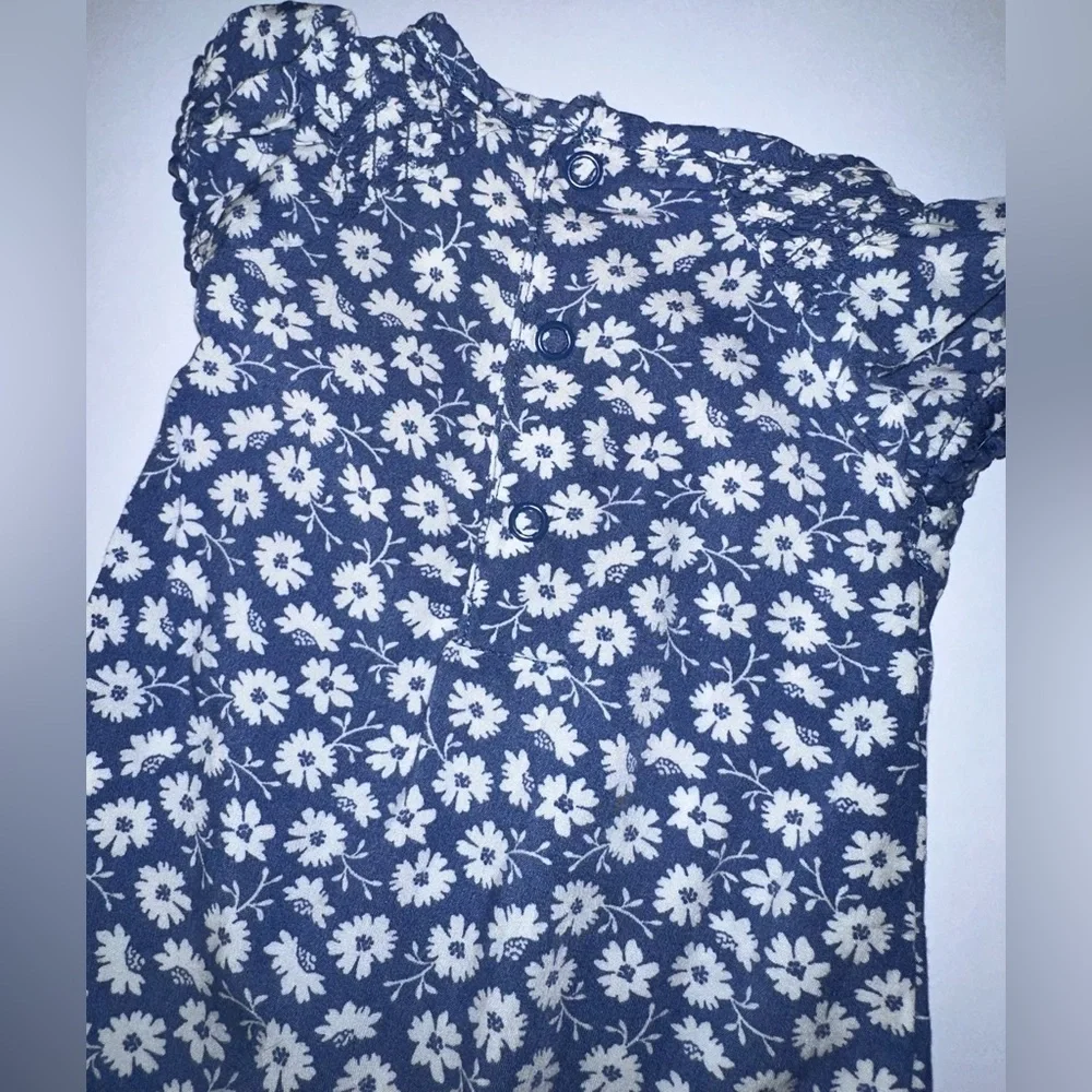 Carter's Just One You Baby Girls‎ Blue Floral 1pc Cap Sleeve Jumpsuit Size NB